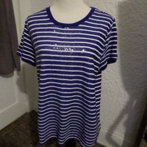Lauren Ralph Lauren Sequin Stripe Tee NWT L